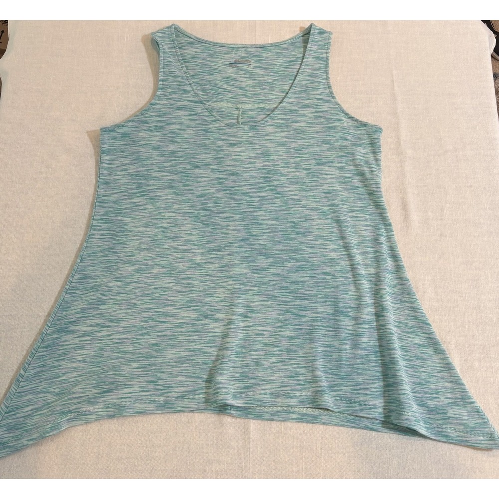 Columbia Womens Tank Top Sea Glass Green Size Large Cotton Polyester V-neck